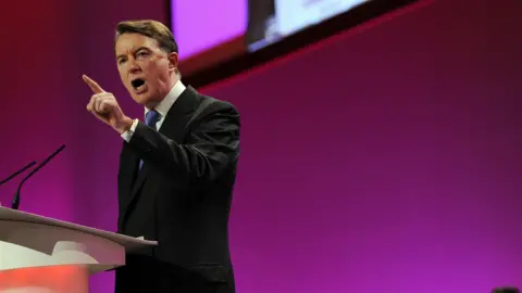 AFP via Getty Images Lord Peter Mandelson speaking at a Labour conference in 2009. 