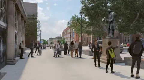 BBC Impression of how the statue will look when moved