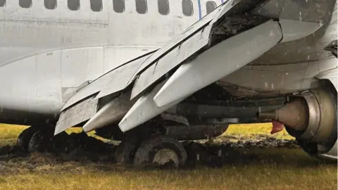 A plane in mud