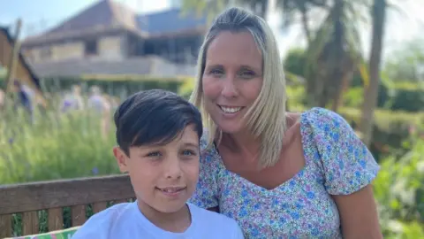 BBC Harrison, 11, and his mother Suzanne