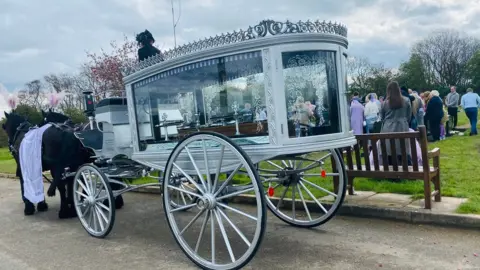A horse and carriage at Amanda-Leigh's funeral service
