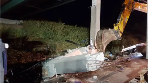 Highways England Concrete support demolished