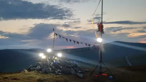 Isle of Man Civil Defence LED beacon on Slieau Lhost