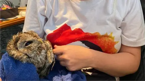 Vikki Clark with the owl