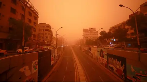 Iraq street with an orange tint