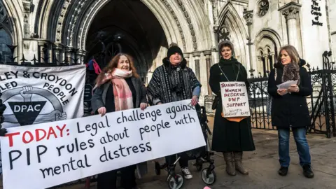 Alamy PIP protest at the Royal Courts of Justice