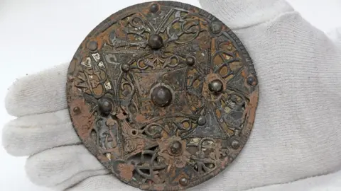 South West Heritage Trust Large silver and copper alloy disc brooch