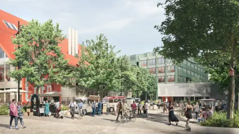 Oxford North The Red Hall, market place and Plot C