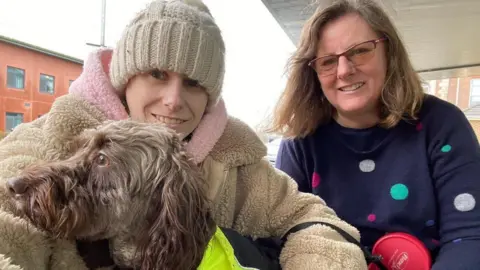 Molly Leonard Molly Leonard, her mother and their dog when she was in hospital at the start of 2022