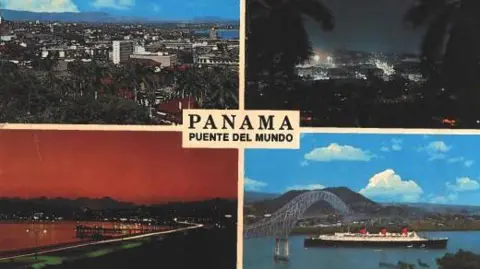 Supplied Maralyn's post card to Pat from Panama - with four images on