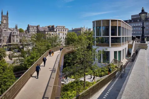 Andrew Lee A view of Union Terrace Gardens showing walkways and green space areas.