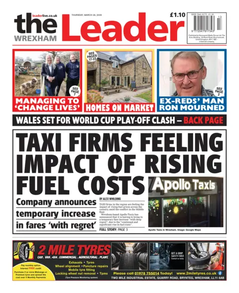 Wrexham Leader Wrexham Leader: Taxi firms feeling impact of rising fuel costs