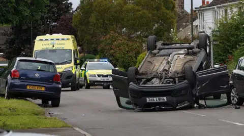 Overturned car