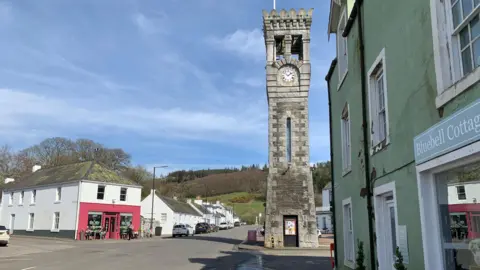 A view of the main street through Gatehouse with its clock tower