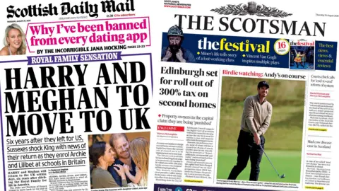 Composite of Daily Mail and Scotsman front pages