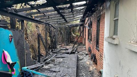 Fire damage to Burrsville Public Hall, Clacton, Essex