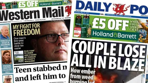 Front pages of Western Mail and Daily Post