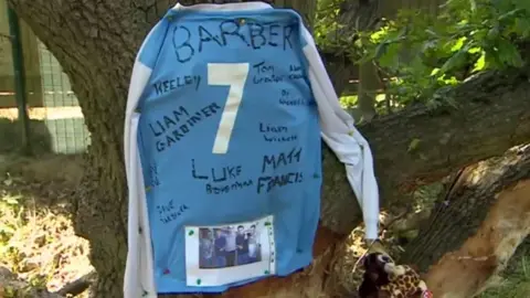 Tributes left at the site for the victims