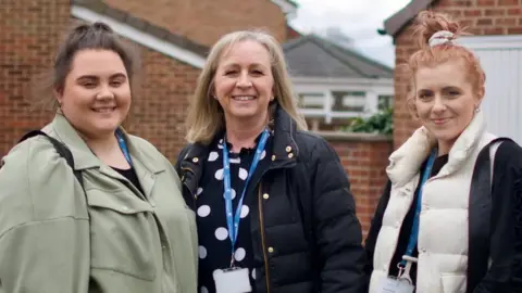 Helen Lofts with two of her staff Erin Woodhouse and Sophie Moore