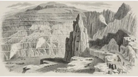 DEA / BIBLIOTECA AMBROSIANA An illustration of Penrhyn Quarry in 1851