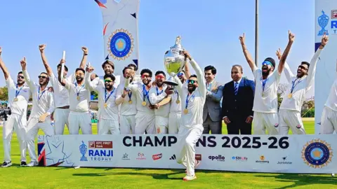 ANI Hubballi, Feb 28 (ANI): Prime Minister Narendra Modi posted this photo to congratulate the Jammu and Kashmir team for their first ever Ranji Trophy win, in Hubballi on Saturday. (@narendramodi X/ANI Photo)