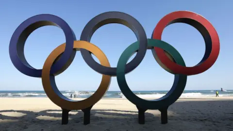 Getty Images The Olympic Rings being placed at the Gyeongpodae beach, near the venue for the Speed Skating, Figure Skating and Ice Hockey ahead of the PyeongChang 2018 Winter Olympic Games on October 30, 2017 in Gangneung, South Korea.