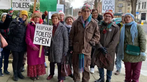 Local Democracy Reporting Service Protestors outside Hove Town Hall