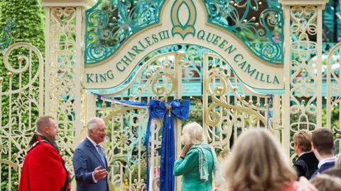 Reuters King Charles and Queen Camilla visit to a newly-created Coronation Garden in Newtownabbey,