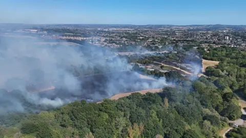 Elsie Emery/Axminister Fire Station An ariel view of the damaged grassland.