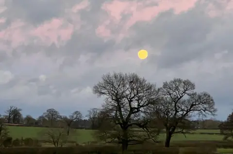 Mark Hallam Snow Moon from Church Broughton