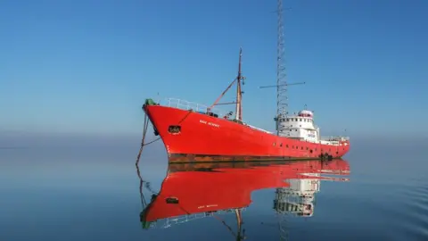 Radio Caroline moored in Bradwell on Sea