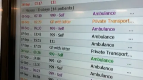 Large screen displays incoming emergency patients