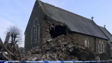 BBC The collapsed tower