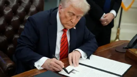 File image of Donald Trump signing an order