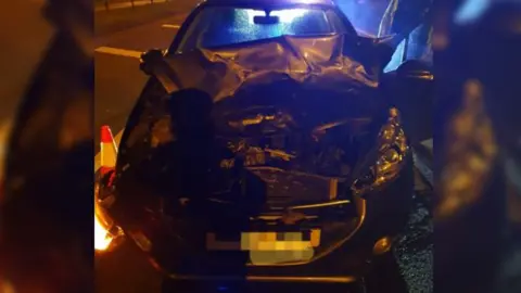 Staffordshrie Police Car damaged by deer