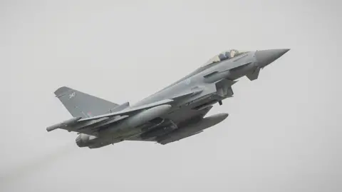 A Typoon jet pictured in the air