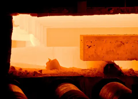British Steel Molten steel in blast furnace