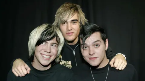 PA Media Busted pictured in 2004 all wearing black t-shirts