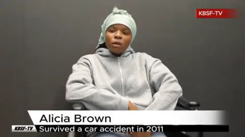 Picha ya skrini ya KBSF-TV ya "Alicia Brown" kutoka kwa video ya KBSF.