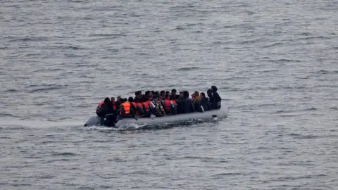 Reuters A migrant boat in the channel in October