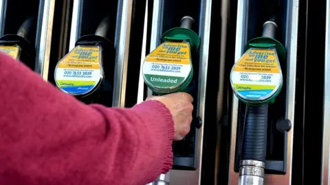 Person at petrol pump