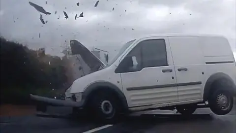 Van crashing into a car