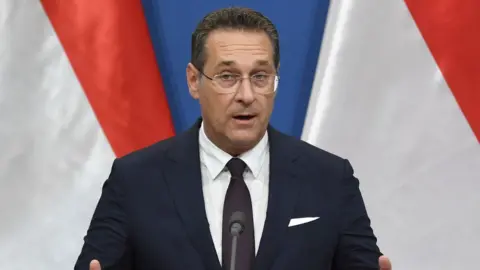 AFP Austria"s Vice-Chancellor and chairman of the Freedom Party FPOe Heinz-Christian Strache at a pres conference