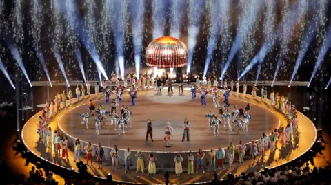 Reuters A giant teacake was used in one of the closing performances