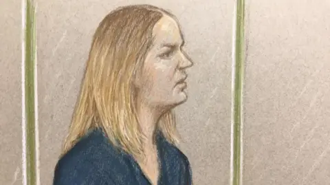 A court sketch of Lucy Letby