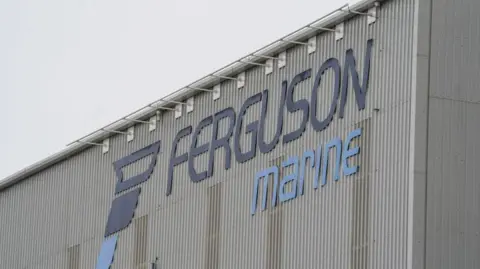 Getty Images Ferguson Marine sign on side of fabrication shed