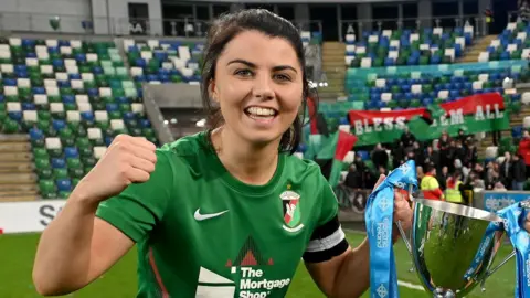 Jess Foy with the Irish Cup