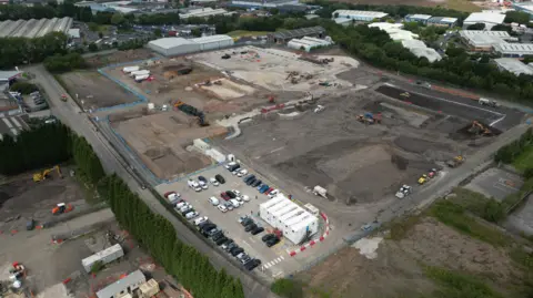 Birds-eye view of a building site 