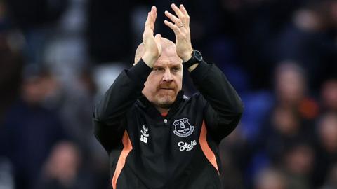 Everton manager Sean Dyche applauds the crowd at Goodison Park