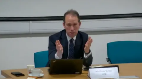 Buckinghamshire Council Matthew Barber talking at the Police and Crime Panel in Aylesbury on Friday 24 January.